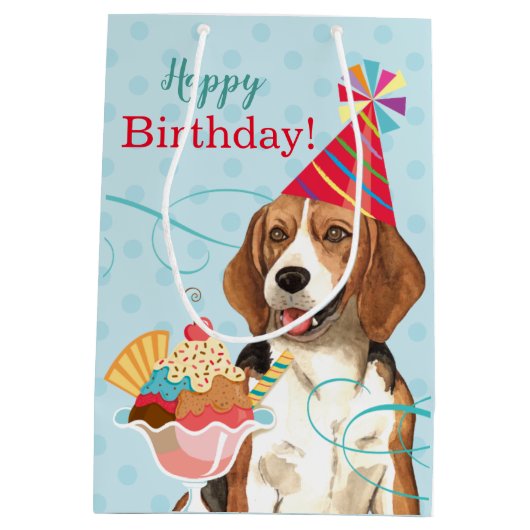 Sweet Birthday Beagle Medium Cadeauzakje (Achterkant)