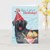 Sweet Birthday Black Lab Kaart (Gele Bloem)