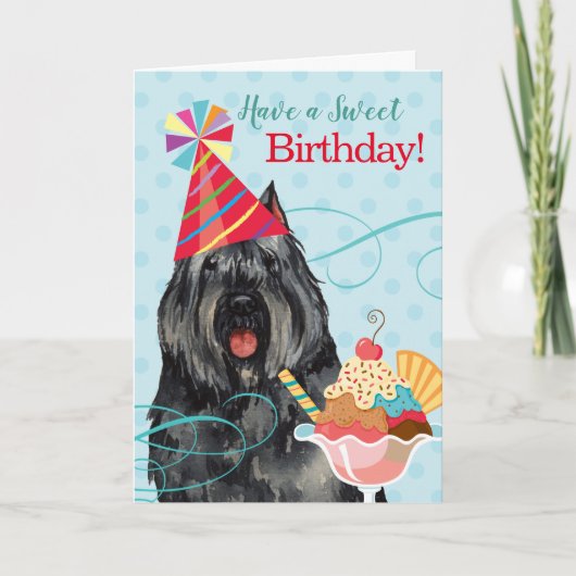 Sweet Birthday Bouvier des Flandres Card Kaart (Voorkant)