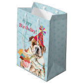 Sweet Birthday Bulldog Medium Gift Bag Cadeauzakje (Achterkant Gekanteld)