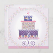 Sweet Birthday Cake Birthday Party Invitation Kaart (Voorkant / Achterkant)