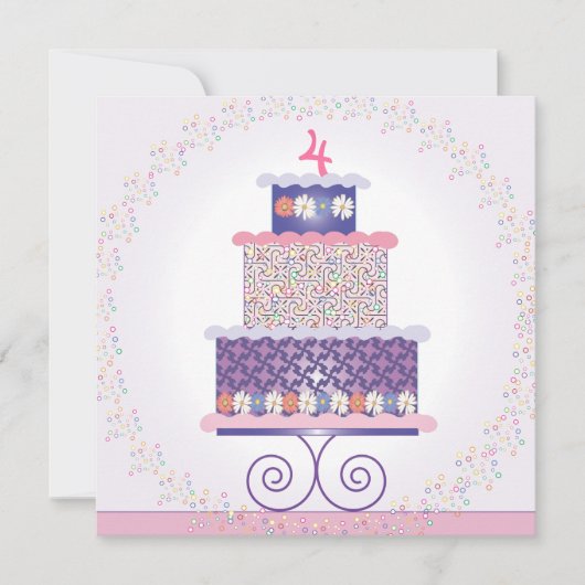 Sweet Birthday Cake Birthday Party Invitation Kaart (Voorkant)