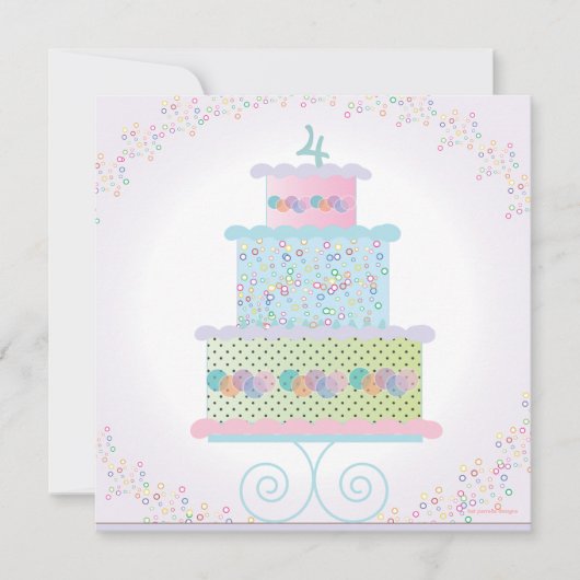 Sweet Birthday Cake Birthday Party Invitation Kaart (Voorkant)