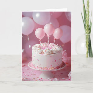 Sweet Birthday Cake Roze Ballonnen Feestdagen Kaart