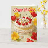 Sweet Birthday Cake Wishes Card Kaart (Gele Bloem)