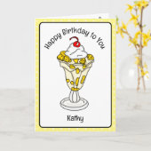 Sweet Birthday Card Ice Cream Sundae Kaart (Gele Bloem)