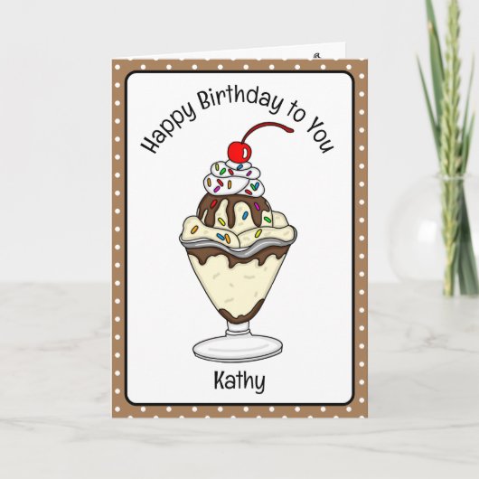 Sweet Birthday Card Ice Cream Sundae Kaart (Voorkant)