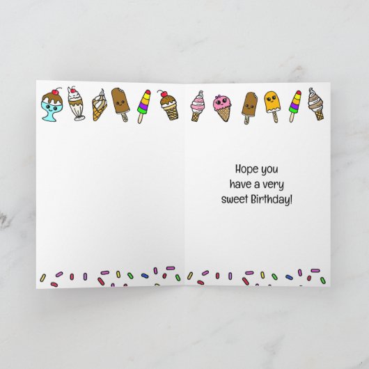 Sweet Birthday Card Ice Cream Sundae Kaart (Binnen)