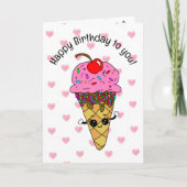Sweet Birthday Card voor haar | Ice Cream Cone Kaart (Voorkant)