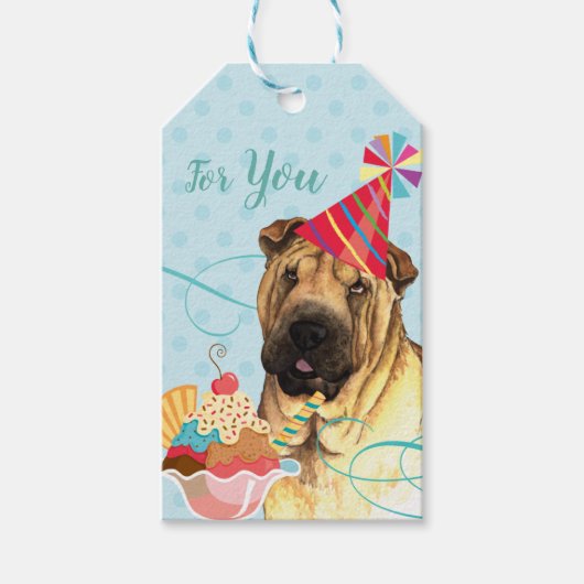 Sweet Birthday Chinese Shar-Pei Cadeaulabel (Voorkant)
