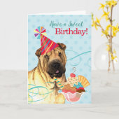 Sweet Birthday Chinese Shar-Pei Kaart (Gele Bloem)