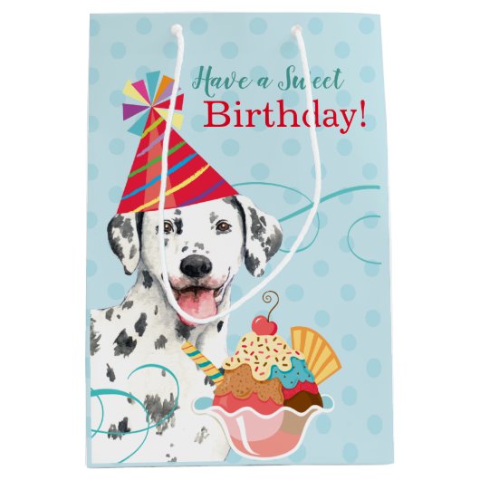 Sweet Birthday Dalmatian Medium Gift Bag Medium Cadeauzakje (Voorkant)