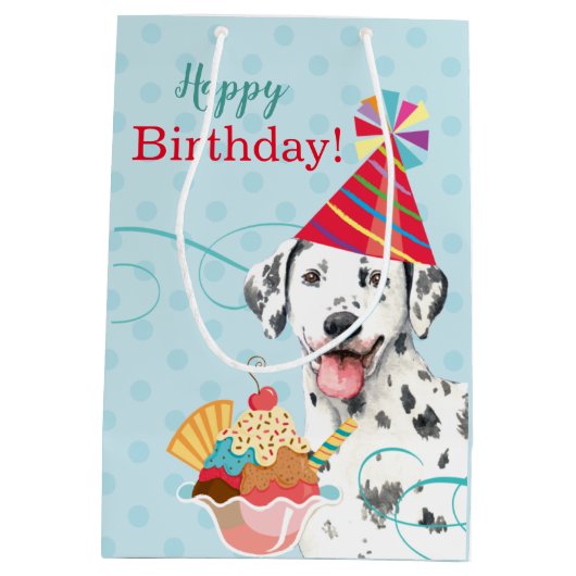 Sweet Birthday Dalmatian Medium Gift Bag Medium Cadeauzakje (Achterkant)
