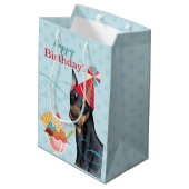 Sweet Birthday Doberman Medium Gift Bag Cadeauzakje (Achterkant Gekanteld)