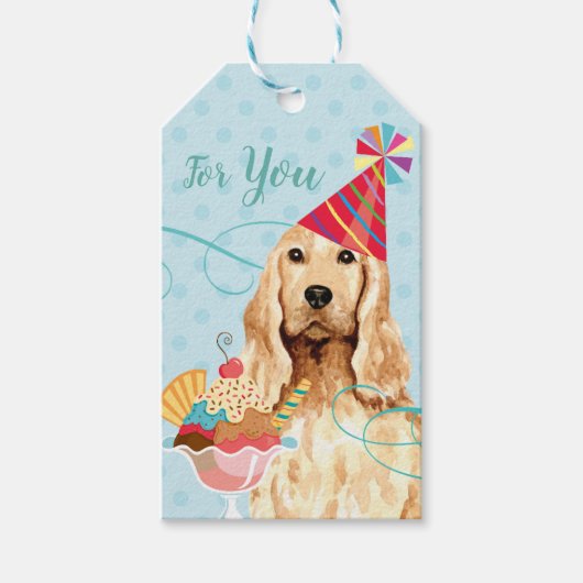 Sweet Birthday English Cocker Spaniel Gift Labels Cadeaulabel (Voorkant)