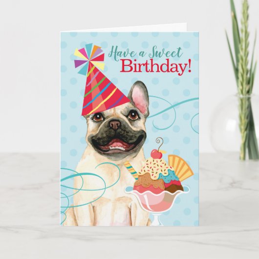 Sweet Birthday French Bulldog Kaart (Voorkant)