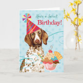 Sweet Birthday German Shorthaired Pointer Kaart (Gele Bloem)