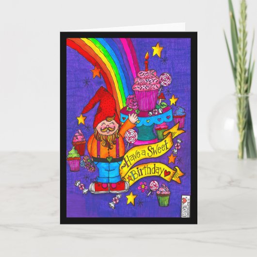 Sweet Birthday Gnomie Kaart (Voorkant)