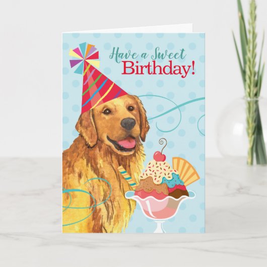 Sweet Birthday Golden Retriever Kaart (Voorkant)