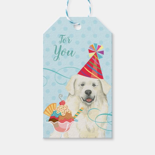 Sweet Birthday Great Pyreneeën Gift Labels Cadeaulabel (Voorkant)