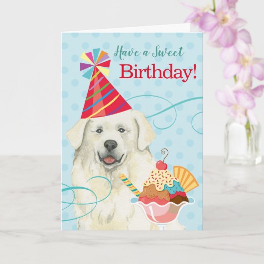 Sweet Birthday Great Pyreneeën Kaart (Orchidee)
