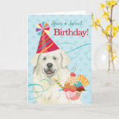 Sweet Birthday Great Pyreneeën Kaart (Gele Bloem)