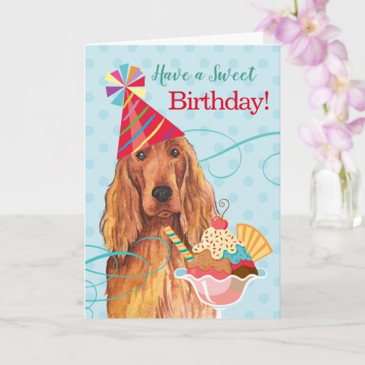 Sweet Birthday Irish Setter Kaart (Orchidee)