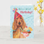 Sweet Birthday Irish Setter Kaart (Gele Bloem)