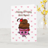 Sweet Birthday Kaart voor haar | Birthday Cupcake (Gele Bloem)