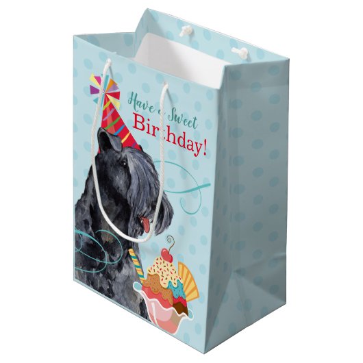 Sweet Birthday Kerry Blue Terrier Medium Cadeauzakje (Voorkant Gekanteld)