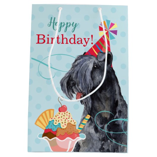 Sweet Birthday Kerry Blue Terrier Medium Cadeauzakje (Achterkant)