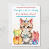 Sweet Birthday Kitten Kleurrijk Kaart (Voorkant)