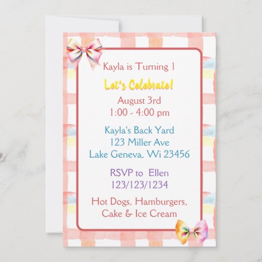 Sweet Birthday Kitten Kleurrijk Kaart (Achterkant)