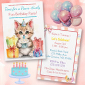 Sweet Birthday Kitten Kleurrijk Kaart