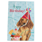 Sweet Birthday Longhaire Dachshund Medium Cadeauzakje (Achterkant)