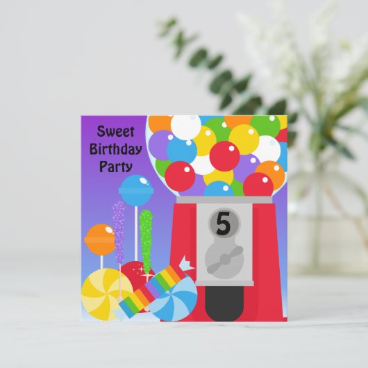 Sweet Birthday Party Invitation Kaart (Staand voorkant)