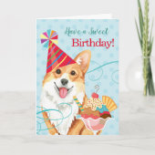 Sweet Birthday Pembroke Welsh Corgi Kaart (Voorkant)