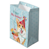 Sweet Birthday Pembroke Welsh Corgi Medium Cadeauzakje (Achterkant Gekanteld)
