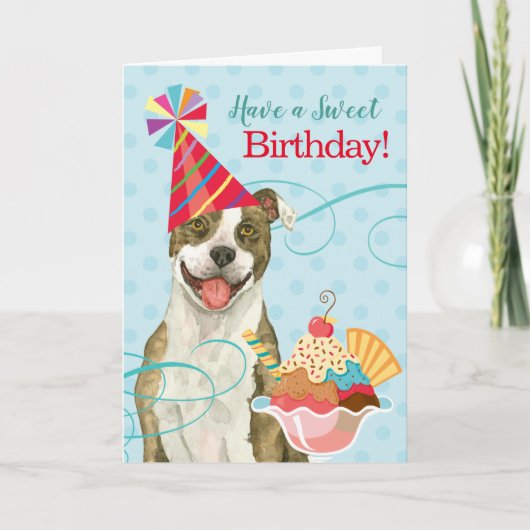 Sweet Birthday Pit Bull Terrier Kaart (Voorkant)