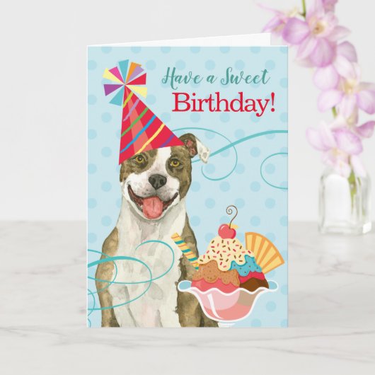 Sweet Birthday Pit Bull Terrier Kaart (Orchidee)