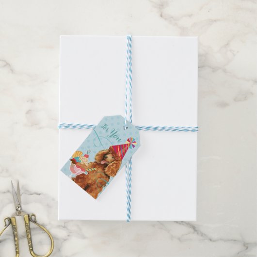 Sweet Birthday Poodle Cadeaulabel (Met Touw)