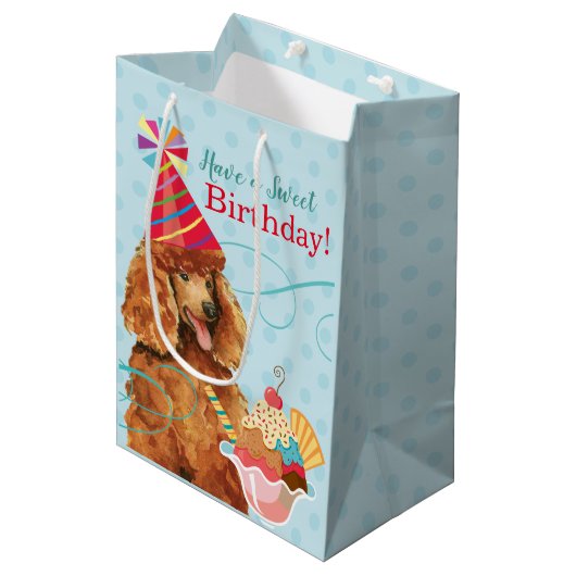 Sweet Birthday Poodle Medium Cadeauzakje (Voorkant Gekanteld)