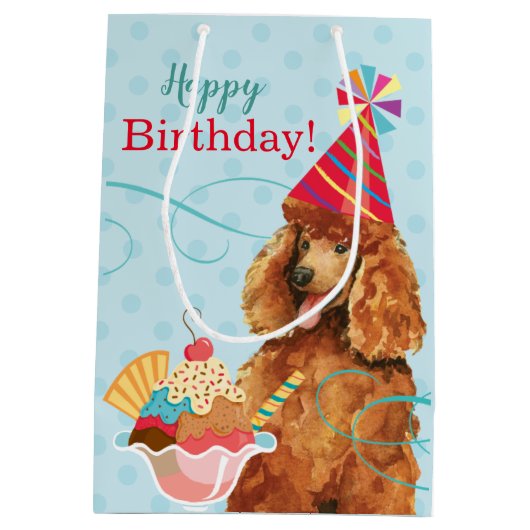 Sweet Birthday Poodle Medium Cadeauzakje (Achterkant)