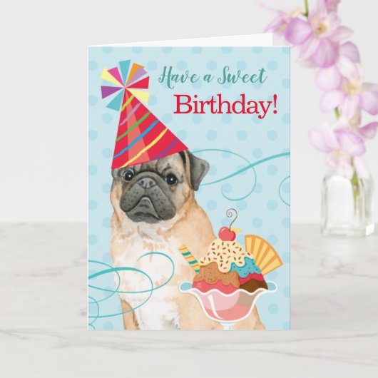 Sweet Birthday Pug Kaart (Orchidee)