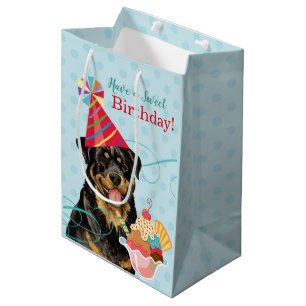 Sweet Birthday Rottweiler Medium Gift Bag Cadeauzakje