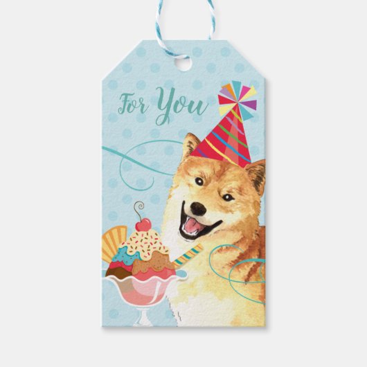 Sweet Birthday Shiba Inu Cadeaulabel (Voorkant)
