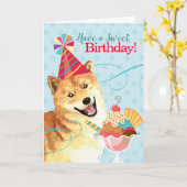 Sweet Birthday Shiba Inu Kaart (Gele Bloem)