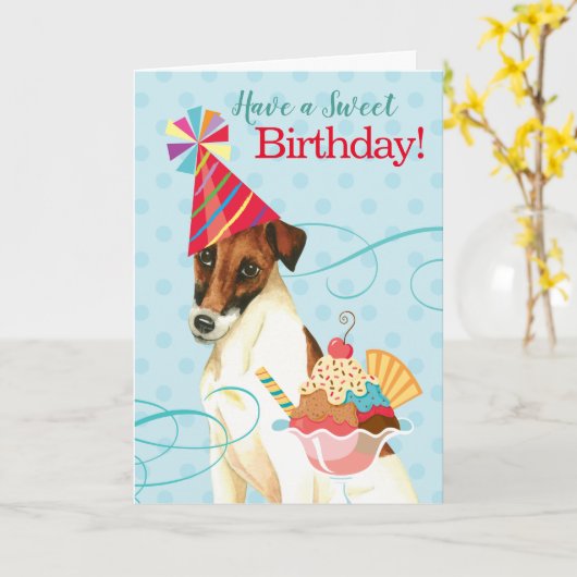 Sweet Birthday Smooth Fox Terrier Kaart (Gele Bloem)