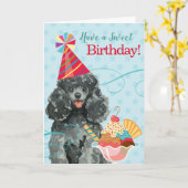 Sweet Birthday Speelgoed Poodle Kaart (Gele Bloem)