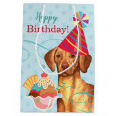 Sweet Birthday Vizsla Medium Gift Bag Medium Cadeauzakje (Achterkant)